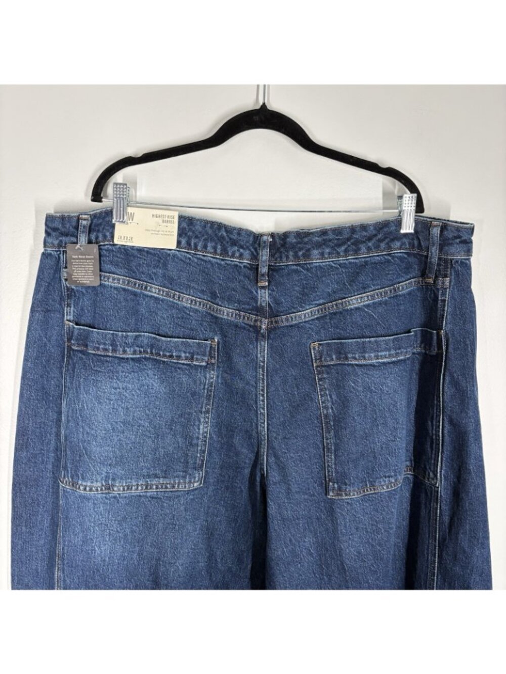 a.n.a Woman Plus Sz 20W Blue Dark Wash Denim Highest-Rise Barrel Jeans NWT - Picture 8 of 14